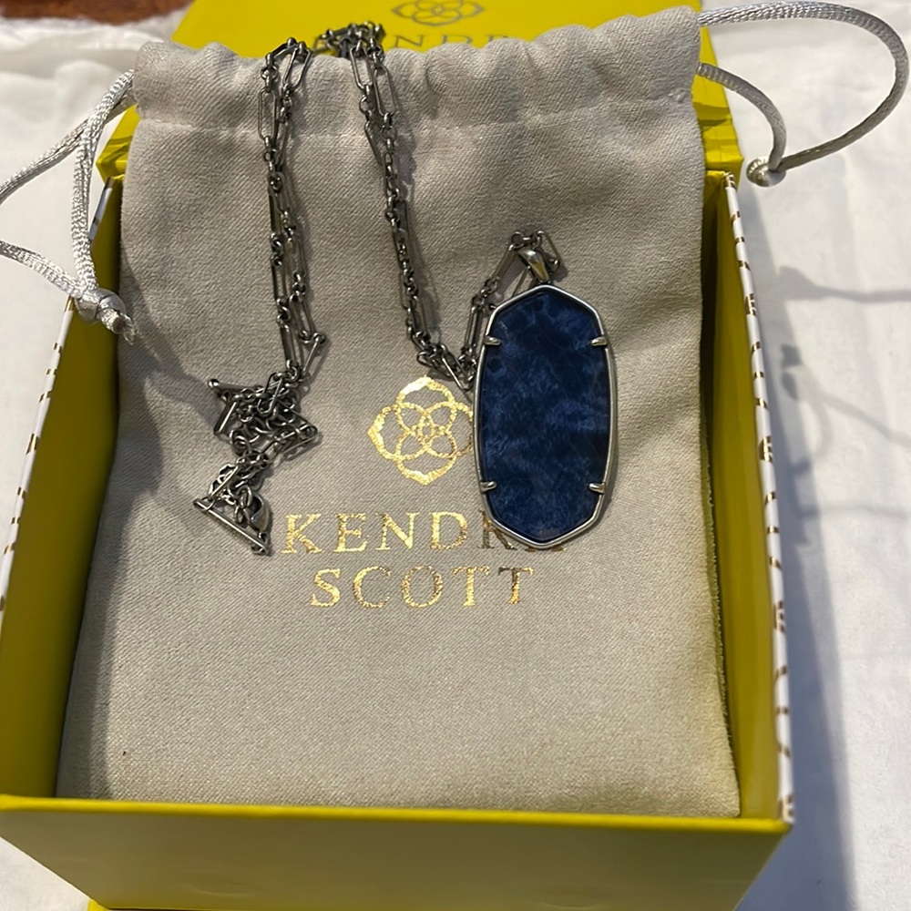 Blue and matte grey Danielle Kendra Scott necklace